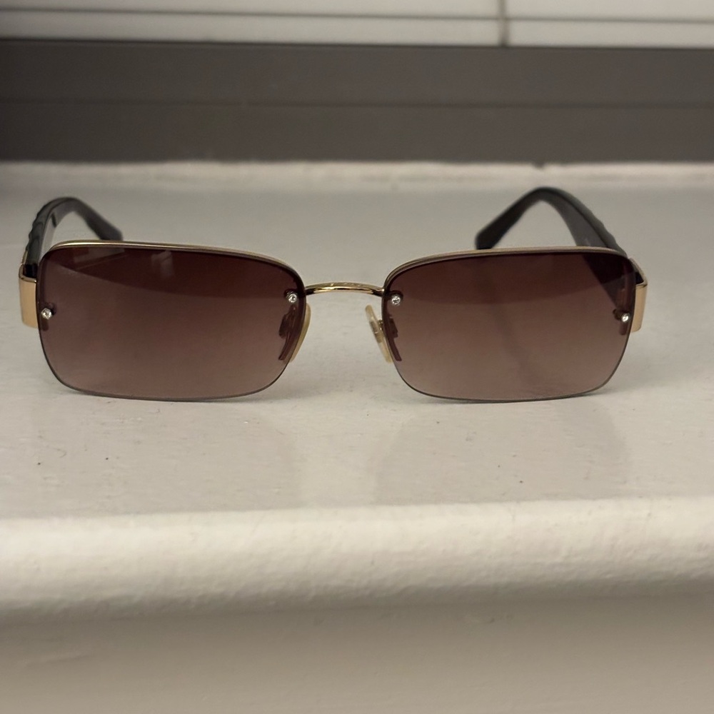 Chanel Vintage Brown and Gold Quilted Sunglasses - Picture 2 of 10